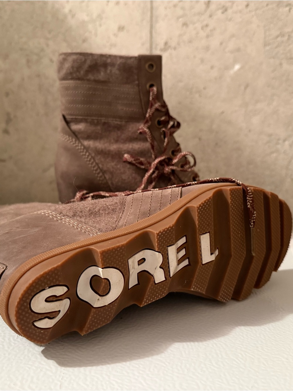 Sorel Women's Brown Lace-Up Wedge Ankle Boots - Picture 2 of 3